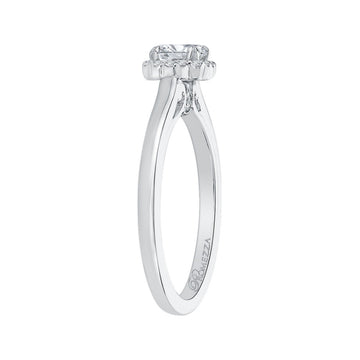 Round Diamond Halo Engagement Ring in 14K White Gold